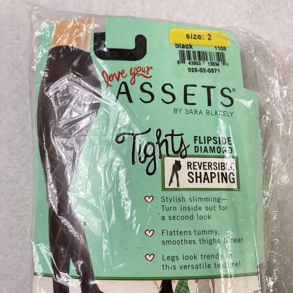 SPANX Assets Sara Blakely‎ Reversible Shaping Tights Women's 2 Flipside Diamond